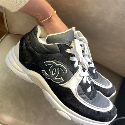 black chanel trainers womens|chanel black trainers white sole.